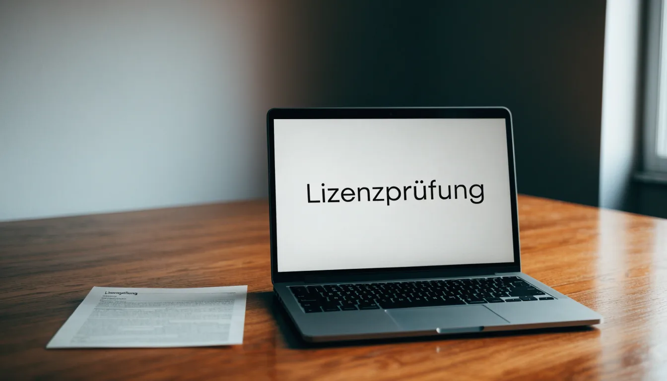 Eine Waage mit zwei leeren Schalen steht auf einem Holztisch vor einem Fenster.