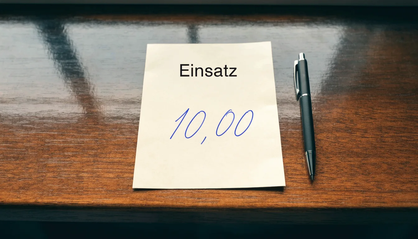 Eine Messingwaage steht auf einer polierten Tischplatte vor einem Fenster, durch das gedämpftes Licht fällt.