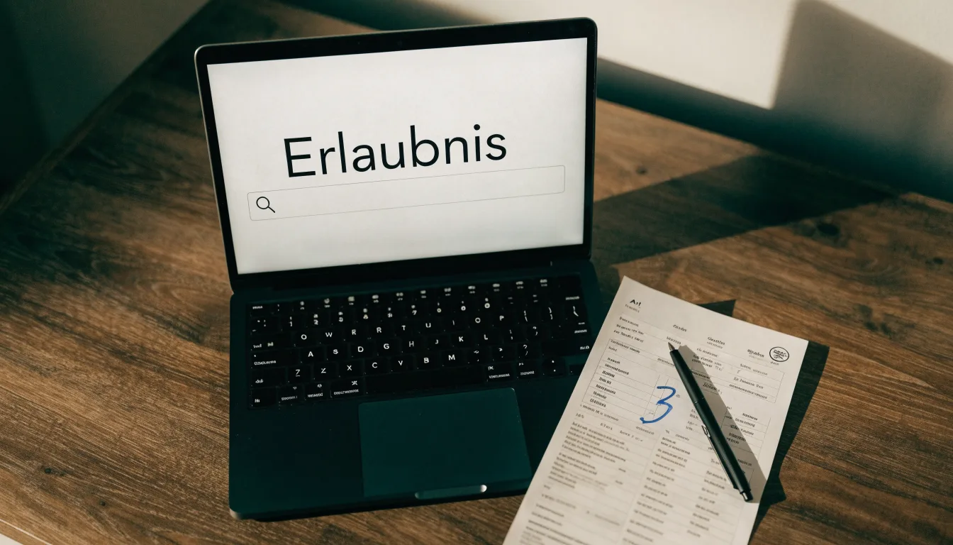 Eine Balkenwaage aus Messing steht im Gleichgewicht auf einem dunklen Pult neben einem hölzernen Richterhammer, dahinter eine unscharfe Wand.