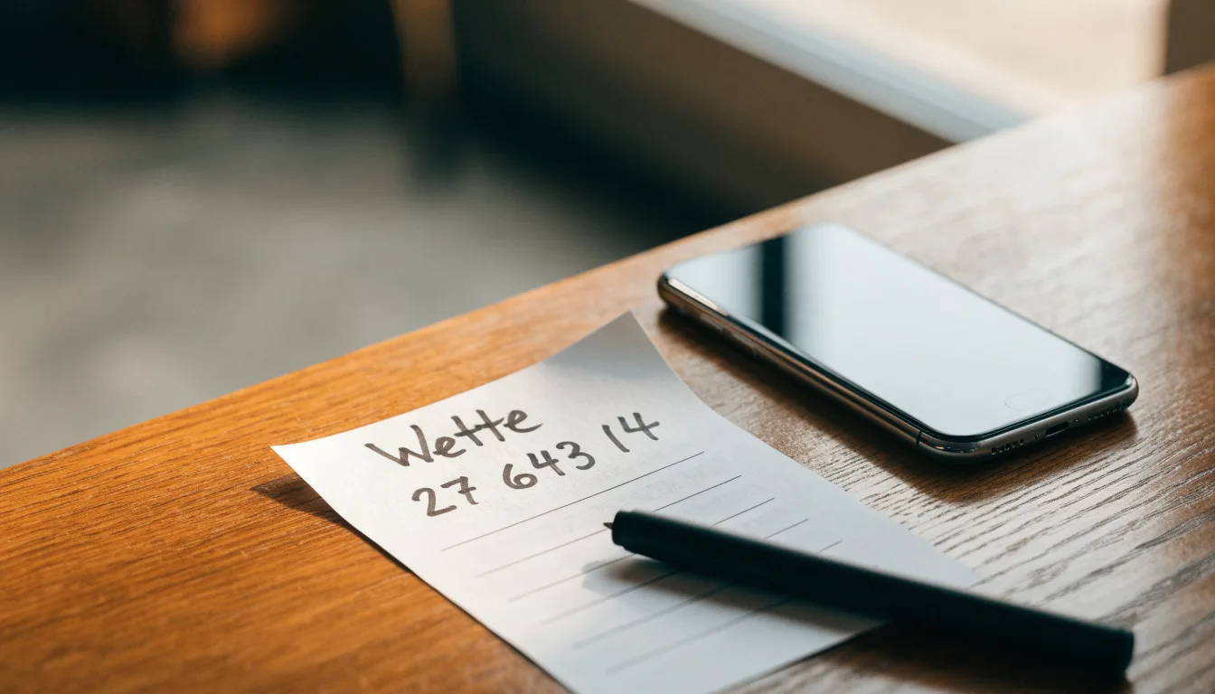 Ein leerer Papier-Wettschein und ein Kugelschreiber liegen neben einem Smartphone mit dunklem Display auf einem Tisch am Fenster.
